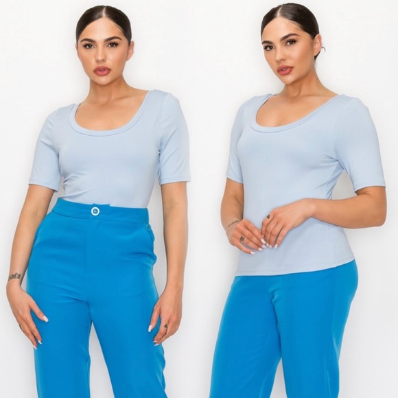 Baby light blue butter soft short sleeve top - Picture 4 of 7